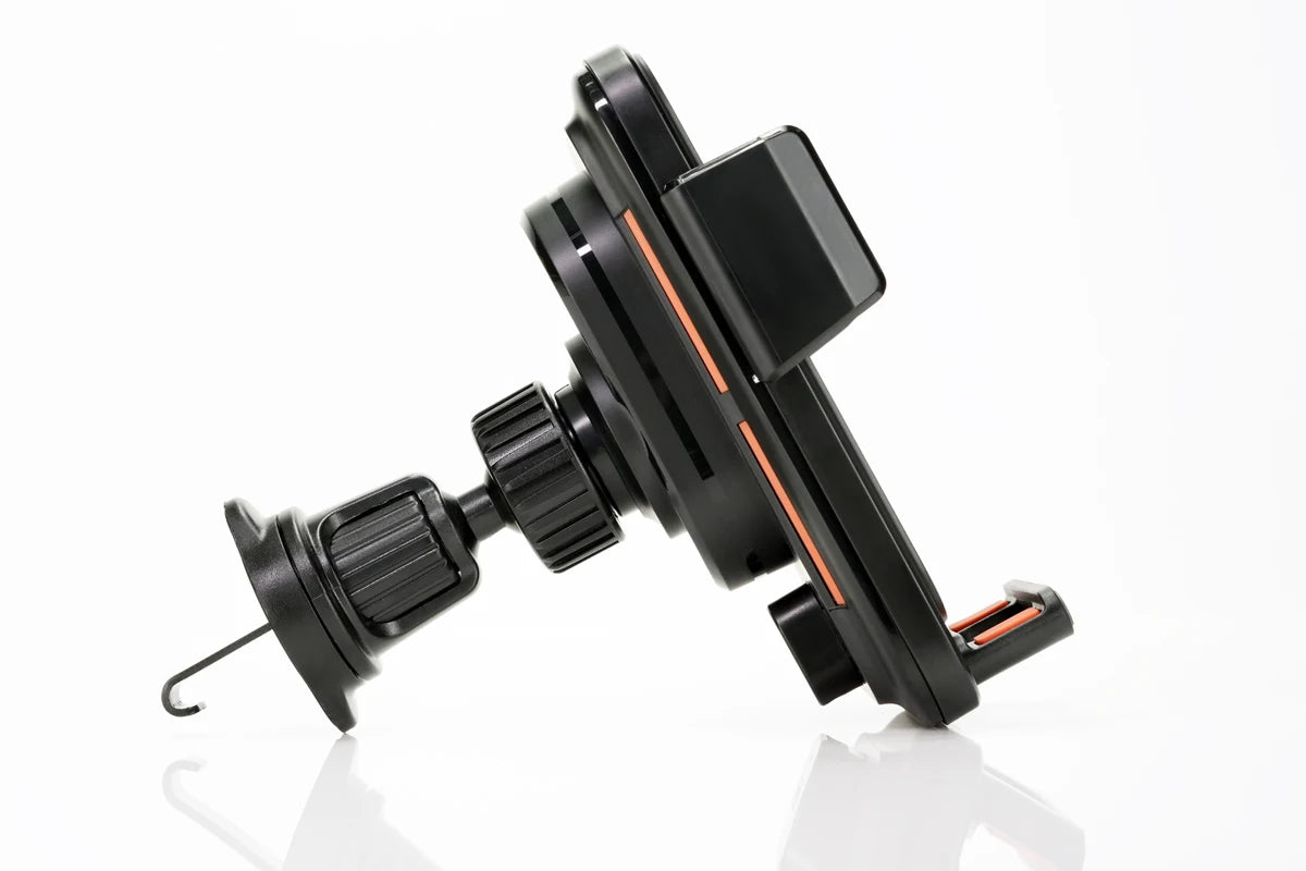 Smart Sensing Car Phone Holder 15W Qi Wireless Charging Motorized Rotation One-Touch Release & Clamping Rotatable Cable Port