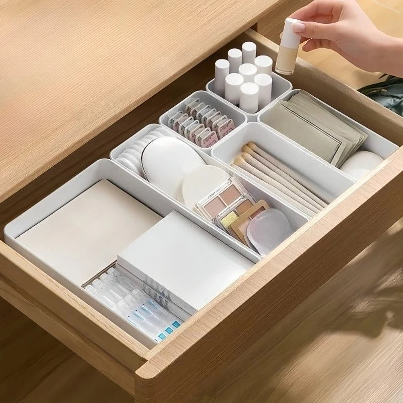 Partition Storage Box Set Drawer Storage Box Built-in Desk Organizer Student Desktop Miscellaneous Items Cosmetics Stationery
