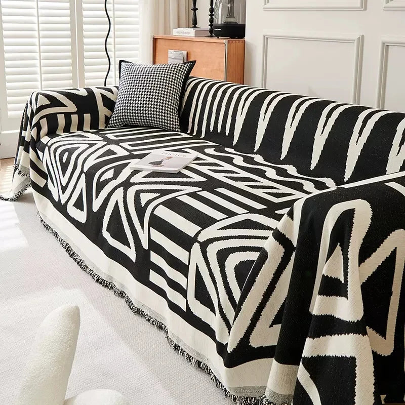 Bohemia Jacquard Slipcover Chenille Sofa Cover with Tassels Sofa Towel Living Room Camping Multipurpose Blanket Furniture Decor