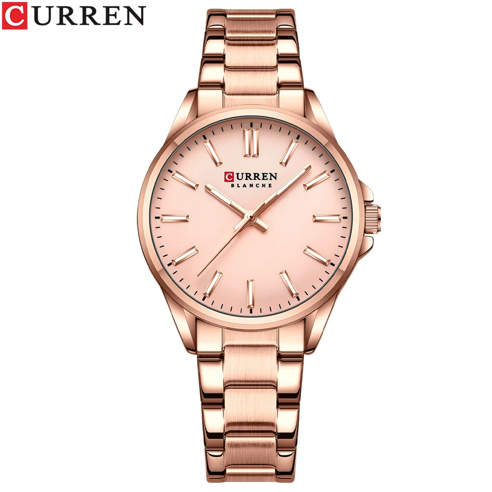 CURREN Exquisite Minimalist Women Watch Luxury Fashion Stain Steel Ladies Waterproof Quartz Wristwatch Rose Gold Female Clock