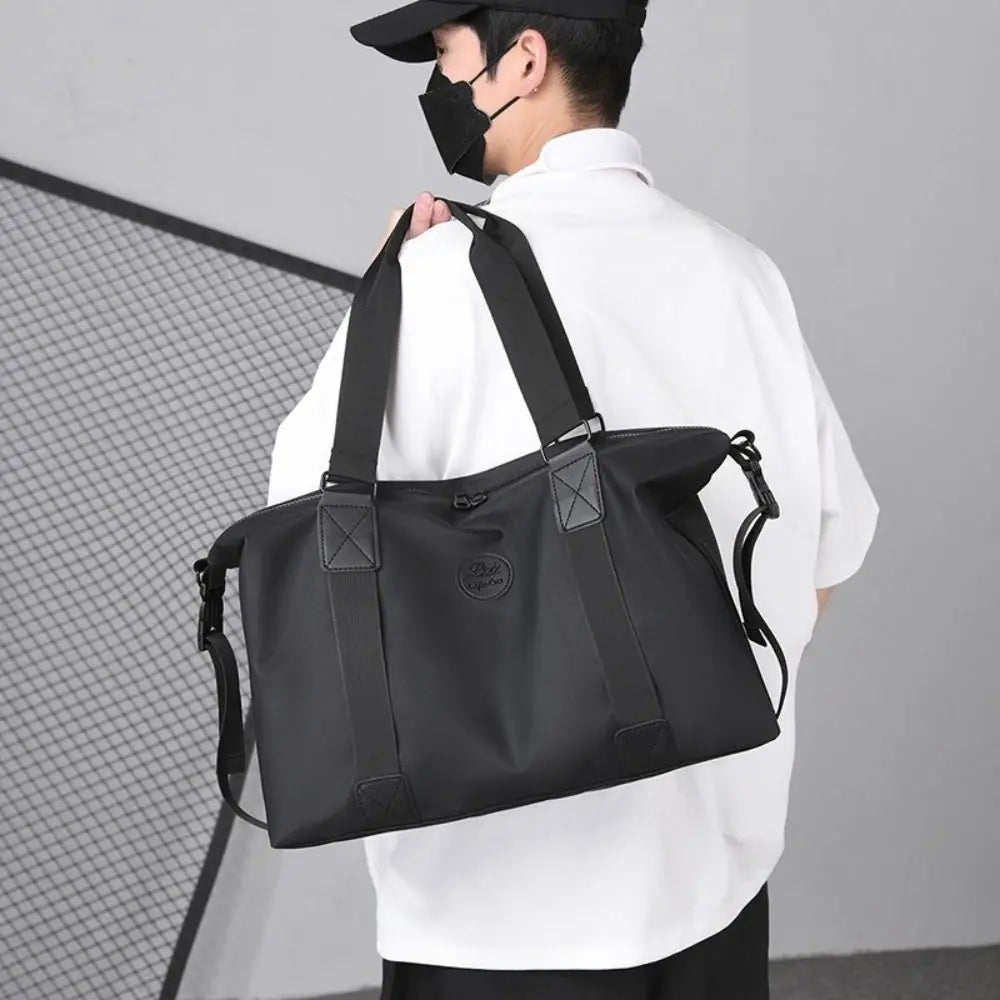 Large-Capacity Womens Travel Tote Bags Solid Color with Zipper Gym Fitness HandBag Overnight Bag Duffel Bag Sports Shoulder Pack