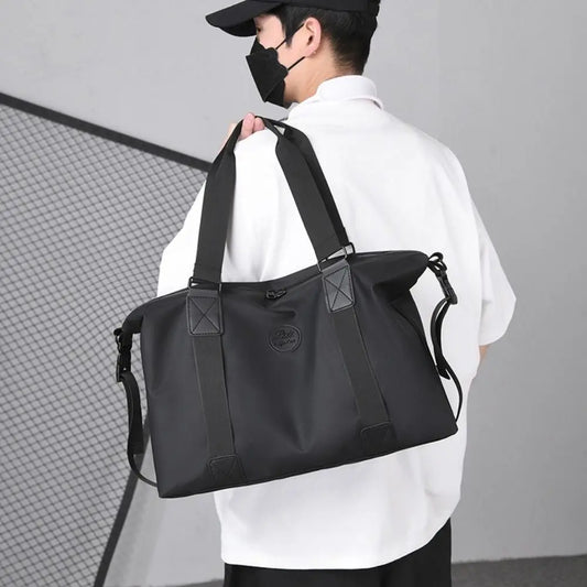 Large-Capacity Womens Travel Tote Bags Solid Color with Zipper Gym Fitness HandBag Overnight Bag Duffel Bag Sports Shoulder Pack