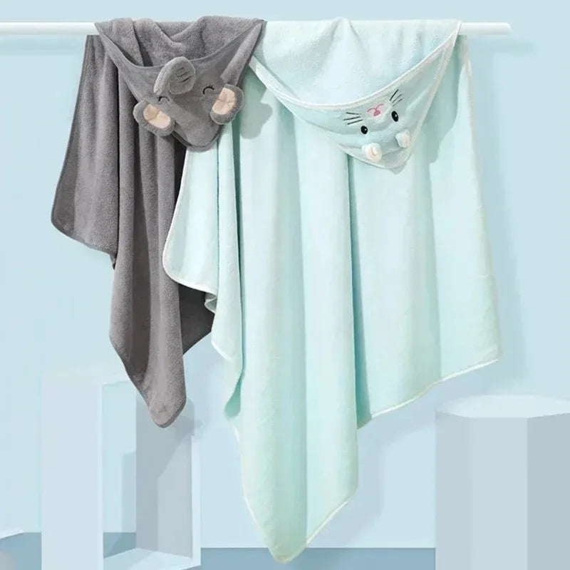 80*80cm/ Cartoon Baby Bath Towel Body Hooded Polyester Fiber Baby Bathrobe Newborn Swaddling Girl and Boy Baby Blanket