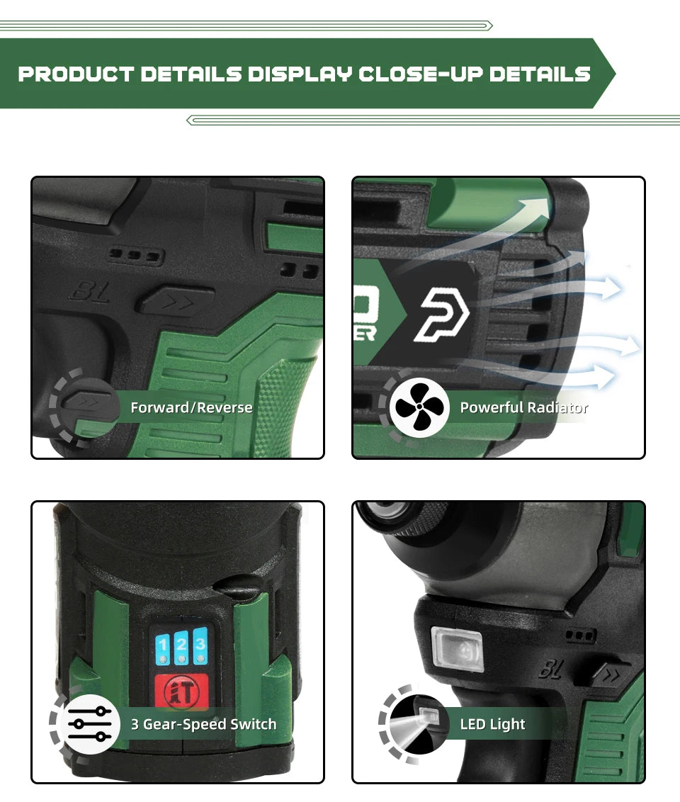 140NM Brushless Electric Screwdriver 17V Cordless Drill Screw 1500mAh Battery Rechargeable Hexagon Power Tools by PROSTORMER