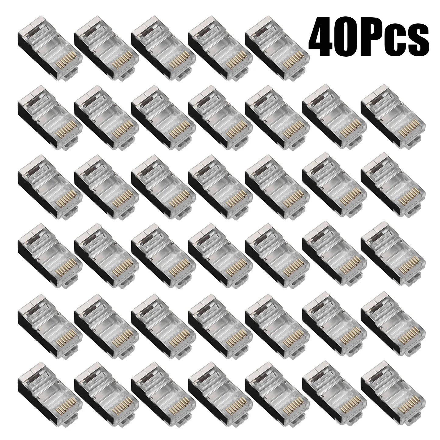 RJ45 Connectors Pass Through CAT6 CAT5 Shielded Crystal Head Gold Plated 8P8C Ethernet Modular Plugs Cable Crimp Connectors