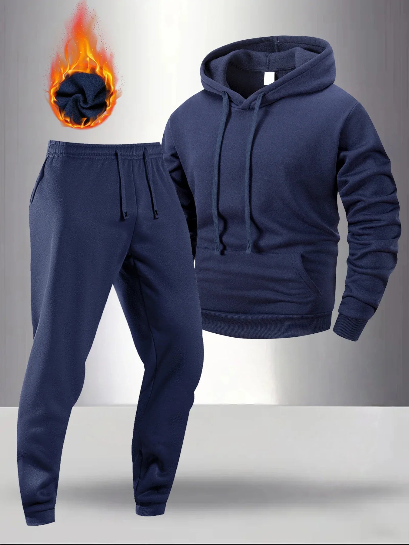 Men's Casual Tracksuit Spring and Autumn Solid Color Hoodie+pants Two-piece Set Outdoor Warm Daily Sportswear Male Pullover Set