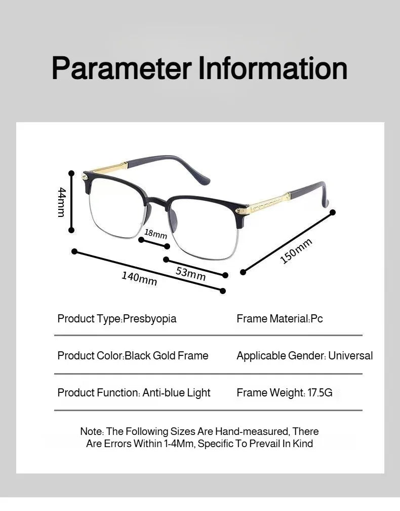 Smart Reading Glasses With Smart Zoom Bifocal HD Blue Light Blocking For Seniors Elderly Reading Watching  Daily Use
