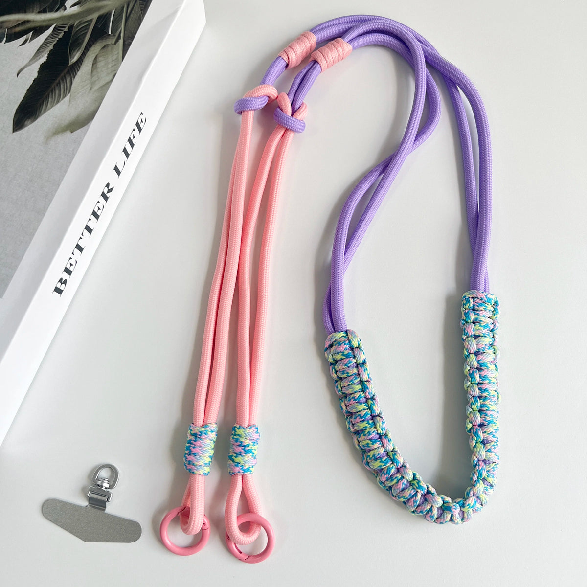 Hand Woven Fried Dough Twists Lanyard Fixed Card Color Contrast Diagonal Shoulder Lanyard Mobile Phone Lanyard Durable Lanyard
