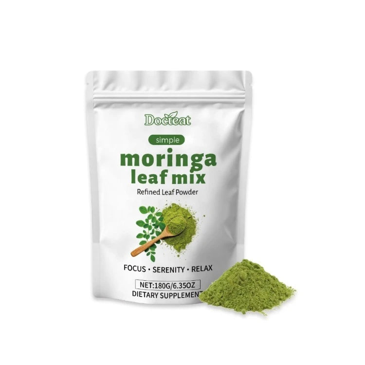 Moringa Oleifera Leaf Powder 180g with Vitamins A & C Calcium Iron, Green Superfood Daily Nutrition Supplement