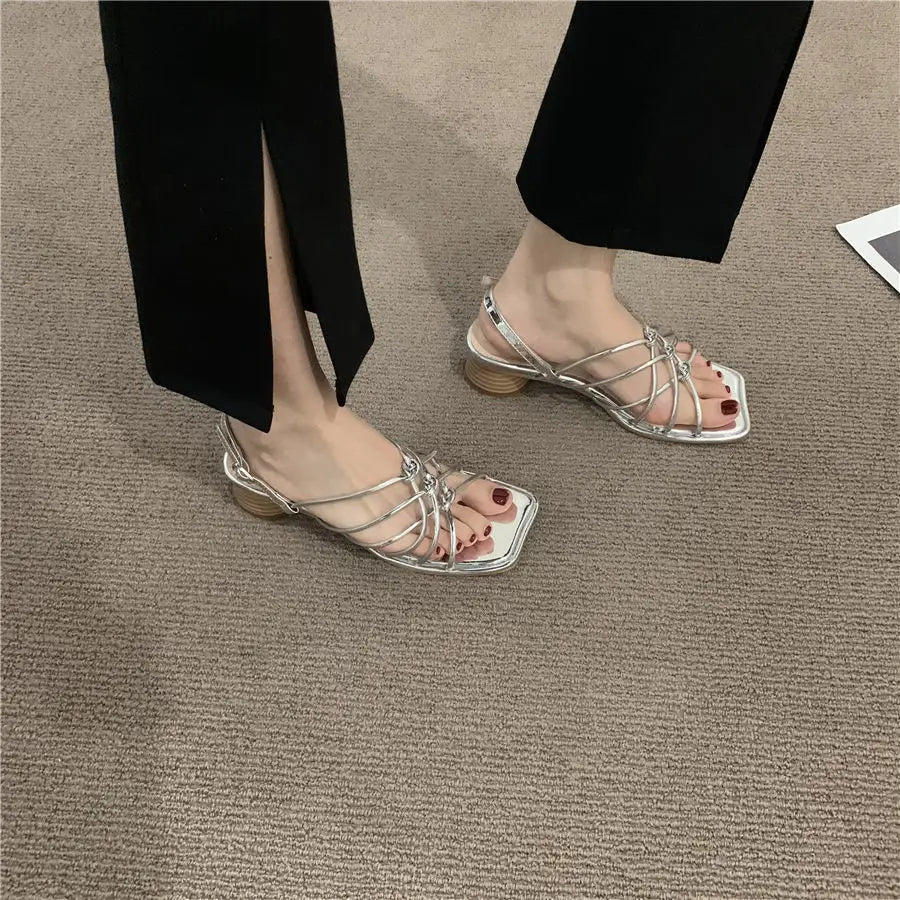 Ladies Shoes with Low Heels Summer 2025 for Party and Weddings Footwear Sexy Open Toe Sandals Women Daily Wholesale on Offer Vip