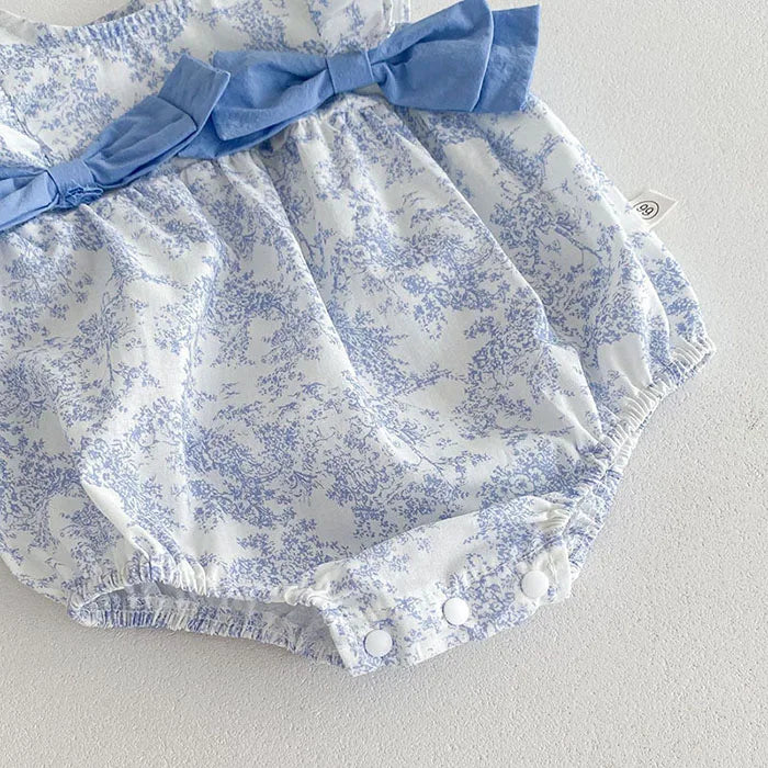 2025 New Summer Infant Baby Girls Bodysuits+Hat Sleeveless Cotton Flower Print Toddler Baby Girls Jumpsuit 0-24M Baby Clothing