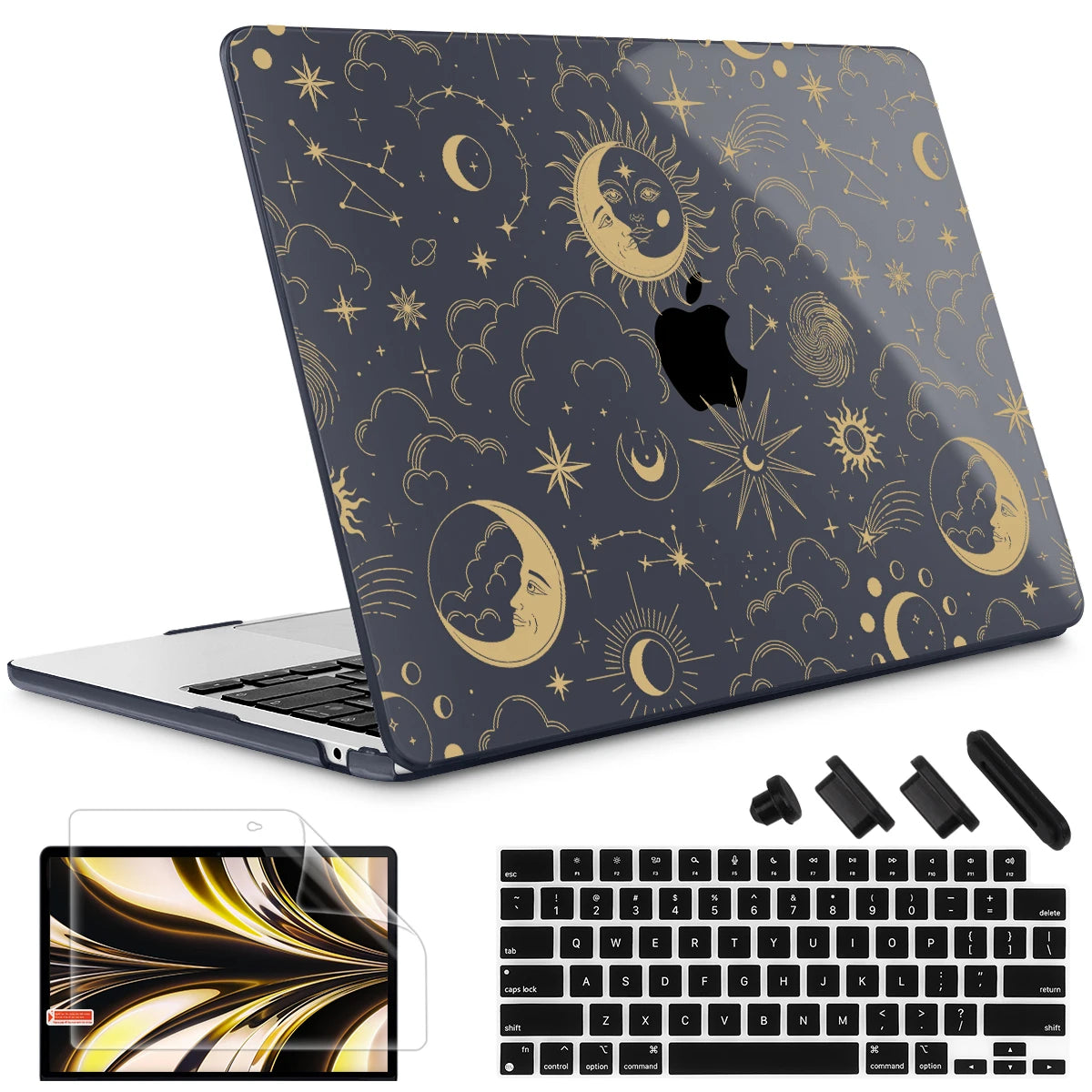 The Crown Cat Hard print case for MacBook 2025 M4 Air Pro 13 14 16 M2 2022 2023 A2681 A2779 A2780 Retina A1502 A2337 M1 A2289