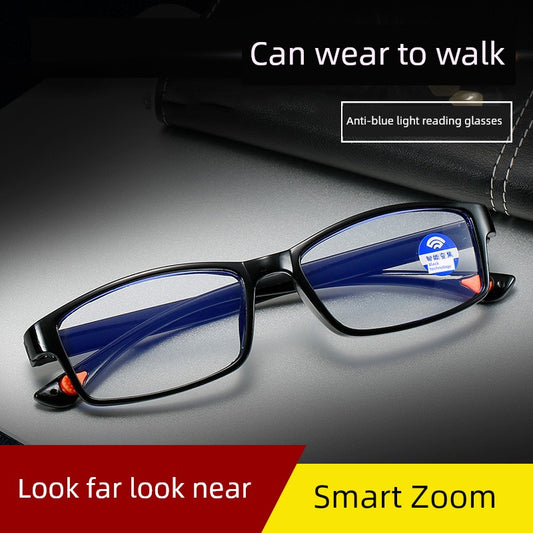 Middle-Aged and Elderly Reading Glasses Men's Dual-Use Anti-Blue Light Multi-Focus Smart Zoom Multi-Function Presbyopic Glasses Ladies
