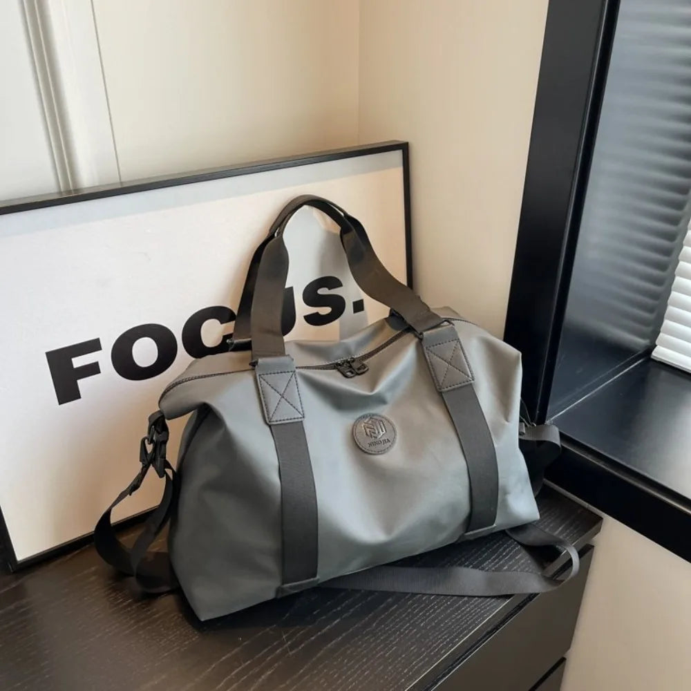 Large-Capacity Womens Travel Tote Bags Solid Color with Zipper Gym Fitness HandBag Overnight Bag Duffel Bag Sports Shoulder Pack