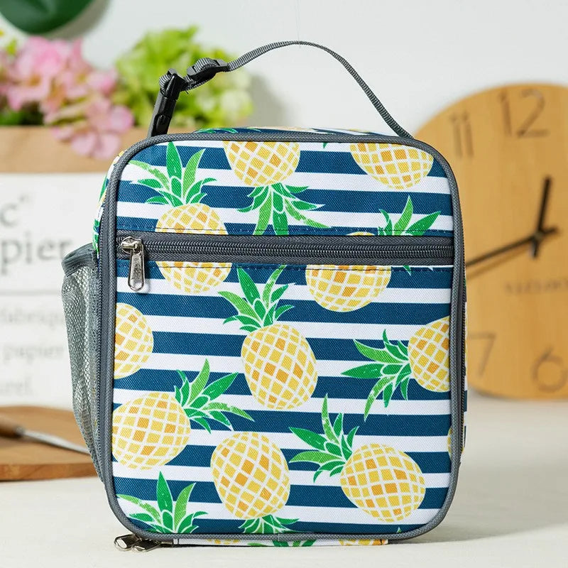 New Cartoon Printed Lunch Bag Women Cute Dinosaur Picnic Travel Thermal Breakfast Box Girls School Child Lunch Box Tote Food Bag