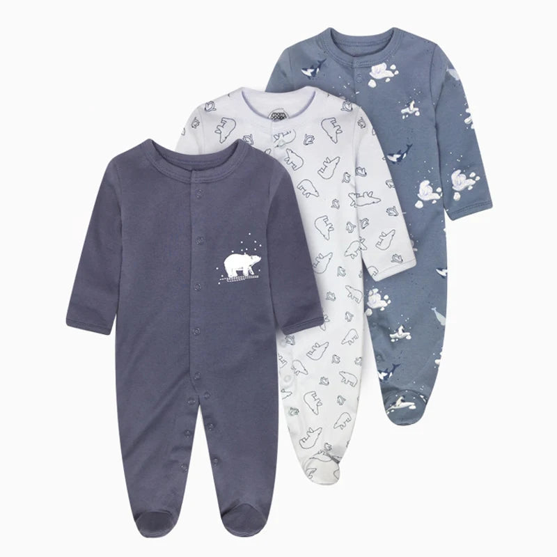 3Pcs Brand Newborn Baby Clothes Set Infant Boys Girls Romper Cotton Long Sleeve Pajamas Jumpsuit Toddler Outfits