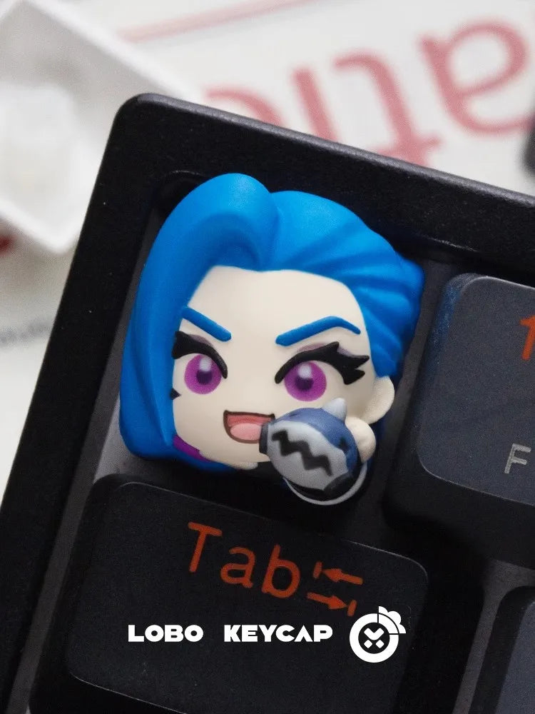 LoL Anime Keycaps Resin Kawaii Customized Personalized Cute Seraphine Jinx Keycap