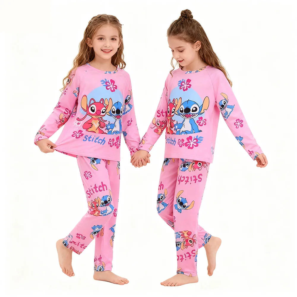 Kids Stitch Pajamas 2pcs/set for Boys Girls Home Wear Kids Casual Sleepwear Long Sleeve Pajamas Bottoms Suit Cute Gifts