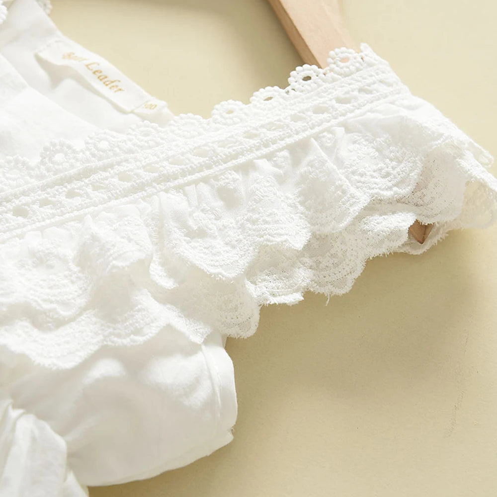 Bear Leader Kids Girls Dresses 2022 New Summer Lace Princess Dresses Children Solid color Clothing Baby Wedding Party Vestidos