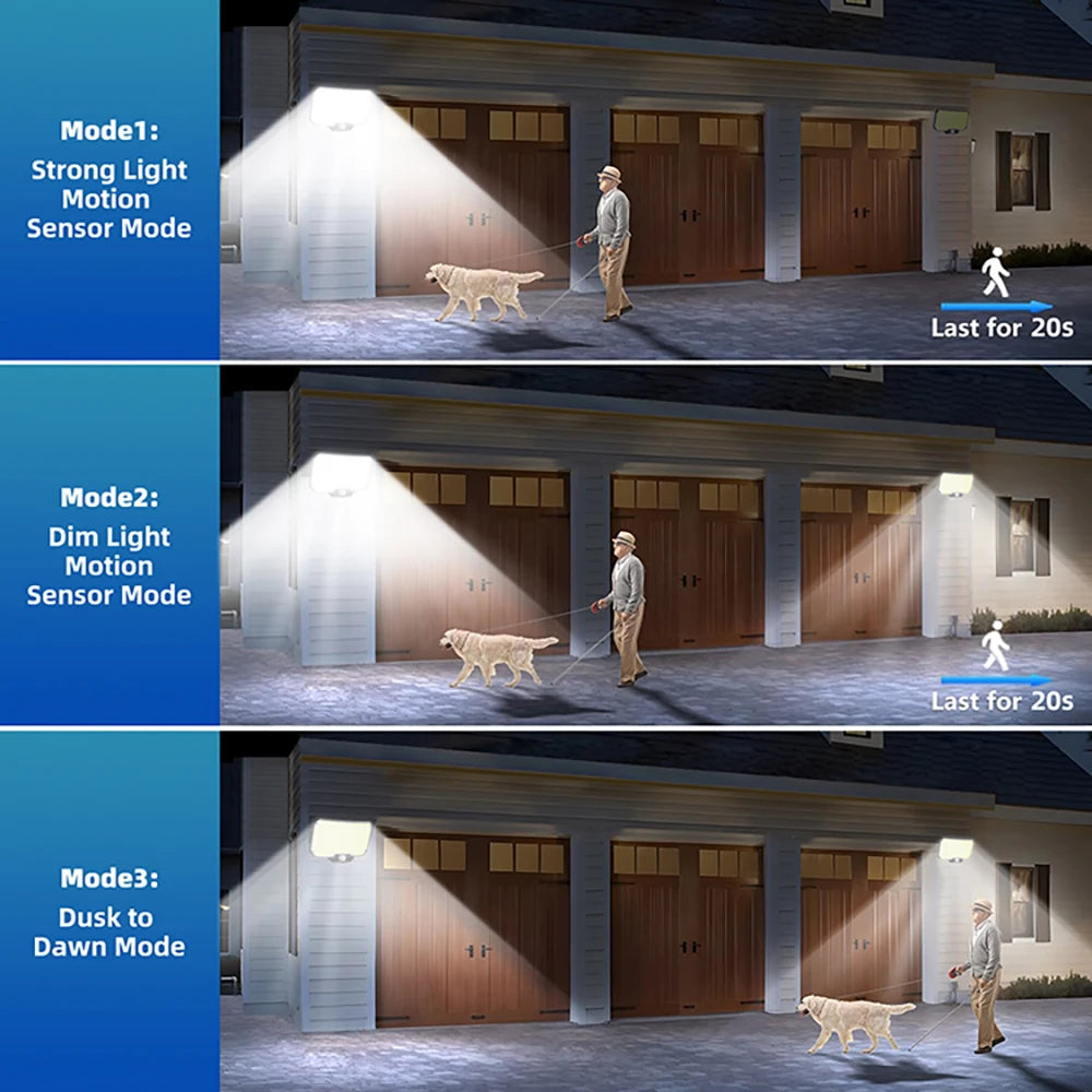 254/243LED Outdoor Solar Lights Garden Solar Powered Security Light Flood Light Motion Sensor 3 Mode Waterproof Garden Shed Yard