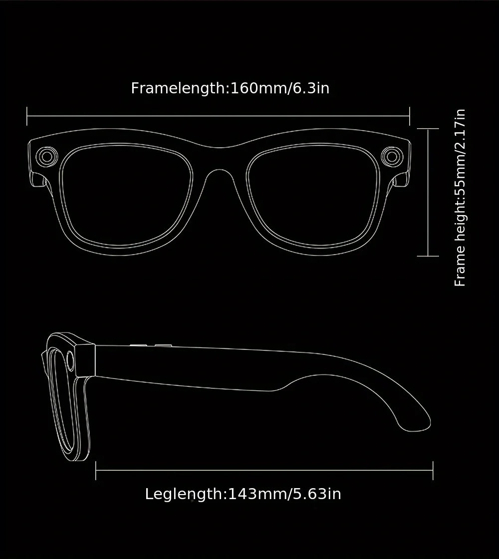 AI Smart Glasses Built-in HD Camera Glasses Bluetooth Wireless Audio Intelligent Glasses Anti-glare Anti-blue connected glasses