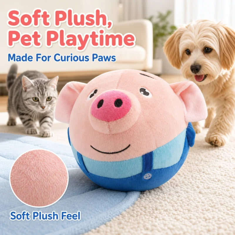 Pet Electronic Toy Cat Ball Pet Bouncing Jump Ball Music Vibration Bite Puppy Ball Interactive Dog Chewing Moving PlushDoll Toy