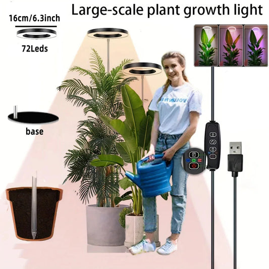 72 Leds Height Adjustable LED Ring Grow Lights Indoor Plants Full Spectrum Large Plant Light for Indoor Plants USB Growing Lamp