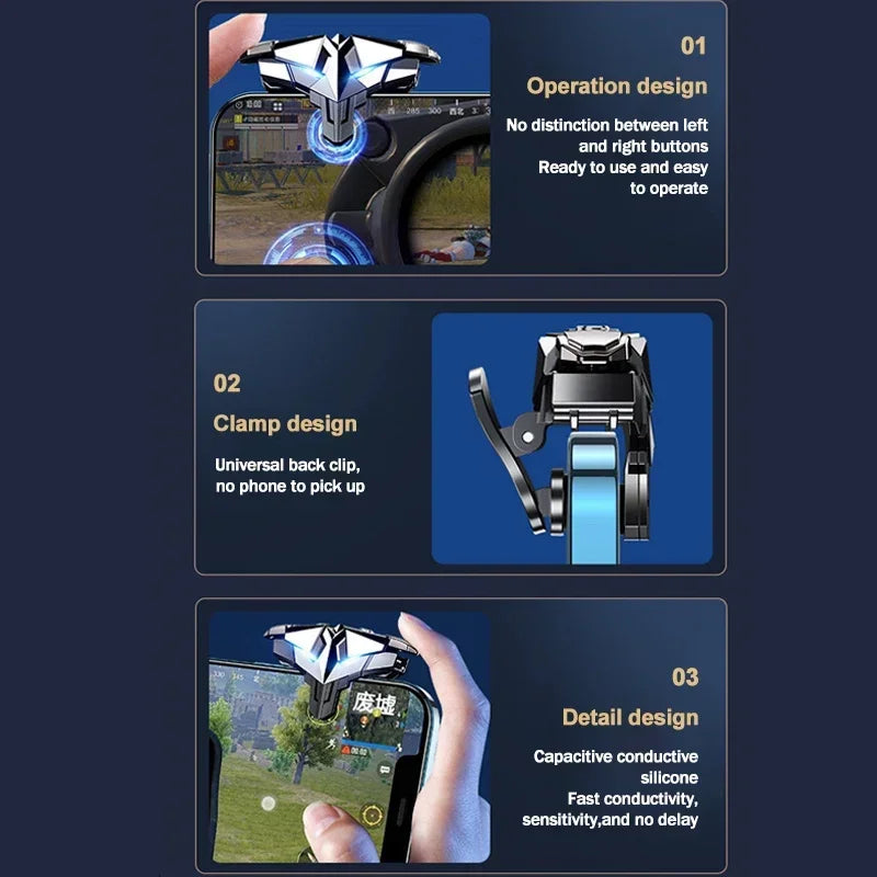 G10 Mobile Phone Game Trigger 4 Fingers Aim Shooting Free Fire L1 R1 Gamepad Joystick Controller for IOS Android E-sports Button