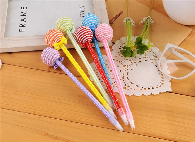 6 Piece Creative Lollipop Candy Ballpoint Pen Stationery