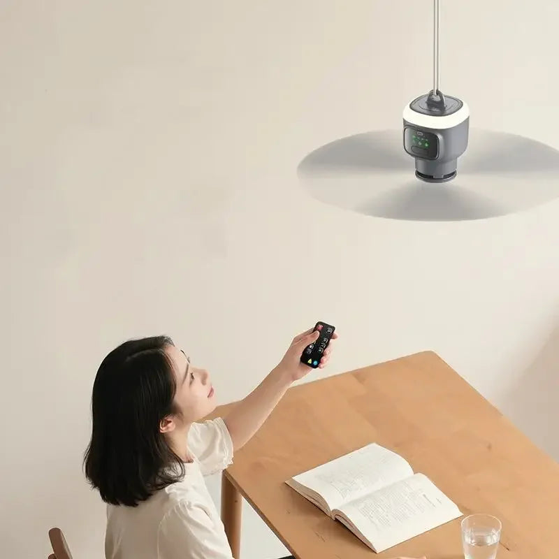 New Remote Control Mini Ceiling Fan USB Wireless Cooling Fan 12000mAh Portable LED Night Light Camping Fan with USB Ceiling Fan