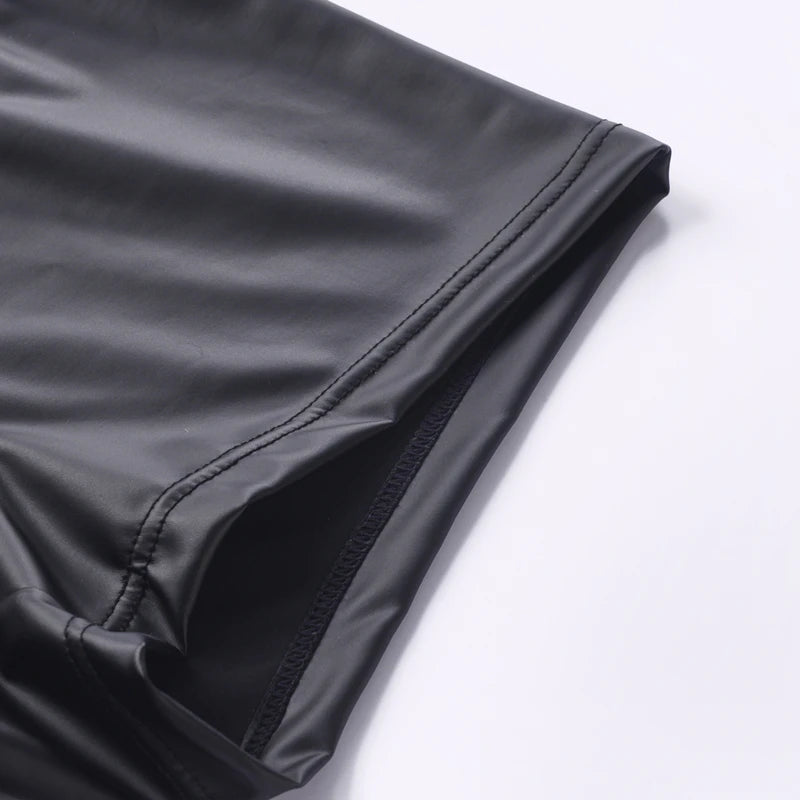 Sexy Men's Panties Faux Leather Men Boxer Shorts Underpants Zipper Slip Homme U Pouch Mens  Boxers Lingerie Cueca Calzoncillo