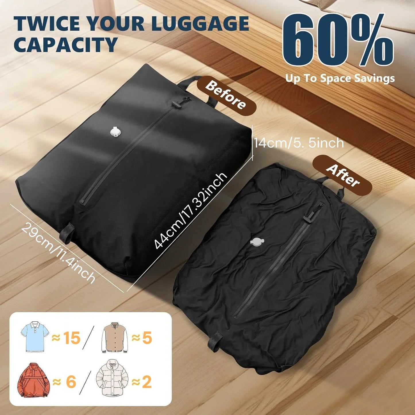 Travel Essentials Vacuum Storage Bags Luggage Packing Bag Compression Bag with Air Pump Clothes Organizer Packaging Cubes