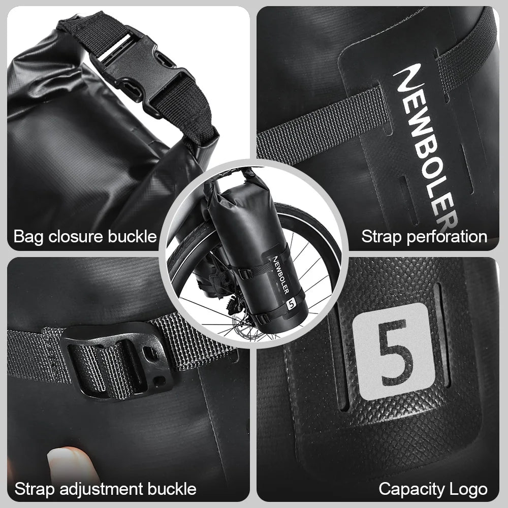 NEWBOLER Waterproof Bicycle Front Fork Bag Portable Bike Bag Bikepacking Luggage Bag Bicycle Rear Shelf Bicycle Luggage Carrier