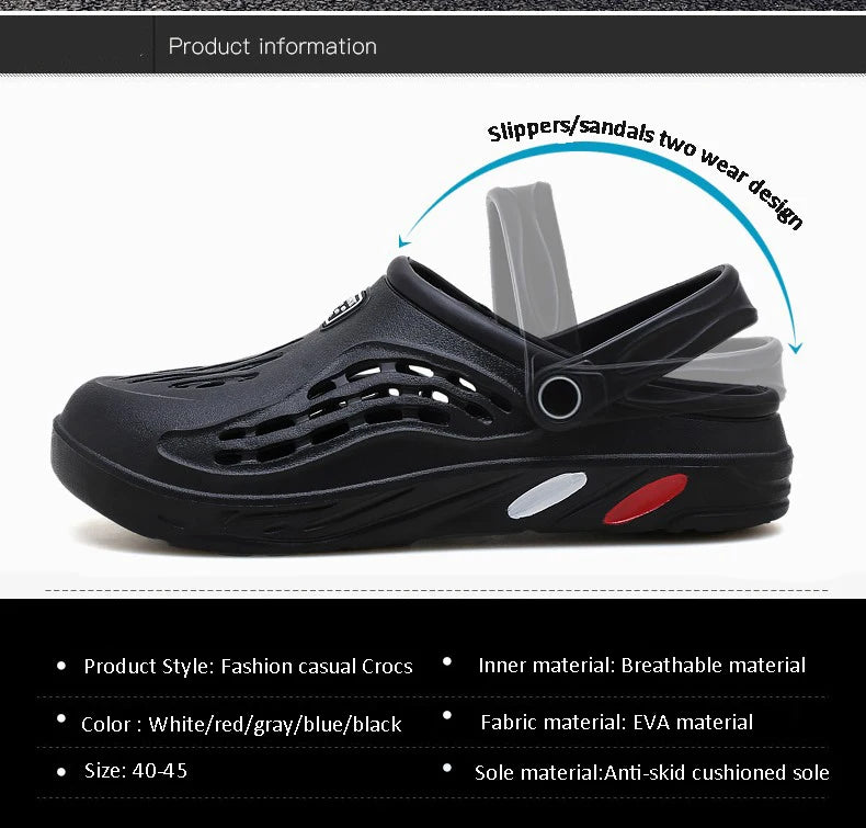 Large Size 36-49 Trend Summer Sandals For Men White Comfortable EVA Casual Clogs Man Lightweight Anti-slip Men's Beach Slippers
