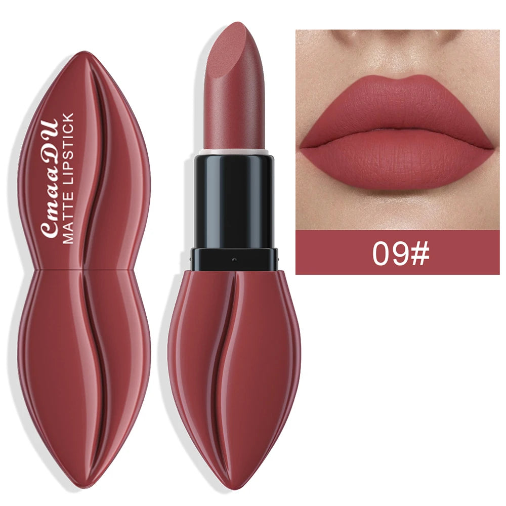 1pcs Matte Lip Gloss Lipstick, High Pigment Waterproof Velvet Long Lasting, Deep Red, Nude, Y2K Christmas Valentine's Day Gifts