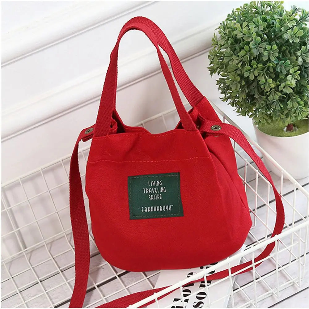 Women Shoulder Bags Letter Handbags Casual Buckle Tote Canvas Crossbody Bag Cute Shopping Bag For Ladies