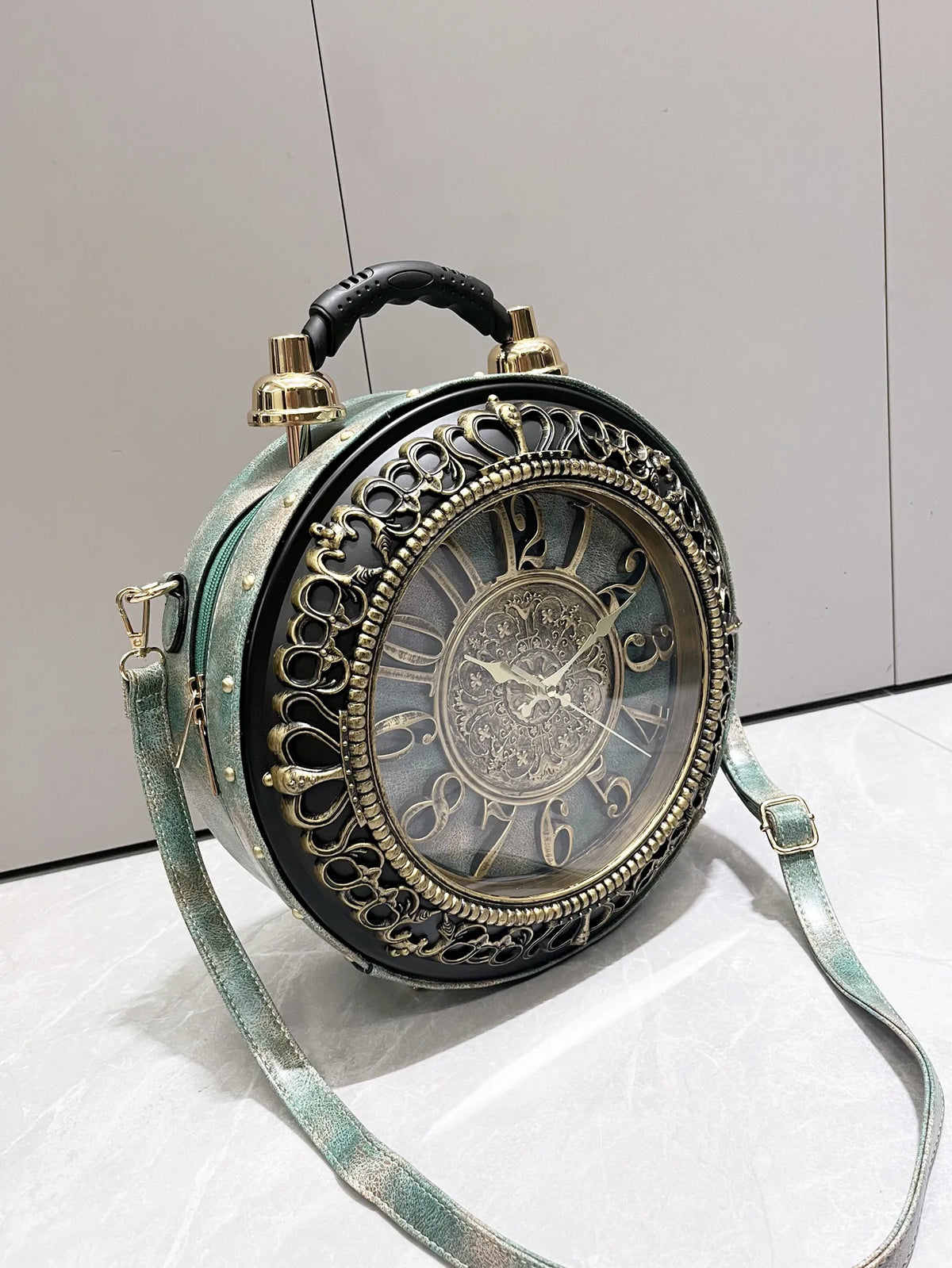 New Trendy Luxury Purses and Handbags for Women Vintage Clock-shaped Bag Round Shoulder Crossbody Tote Bag