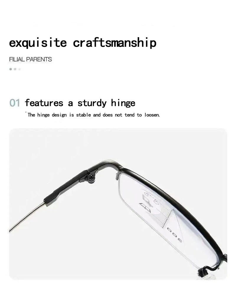 Color-changing Near And Far Use Dual-function Reading Glasses, Progressive Multifocal Smart Zoom Memory Anti-blue Light1832