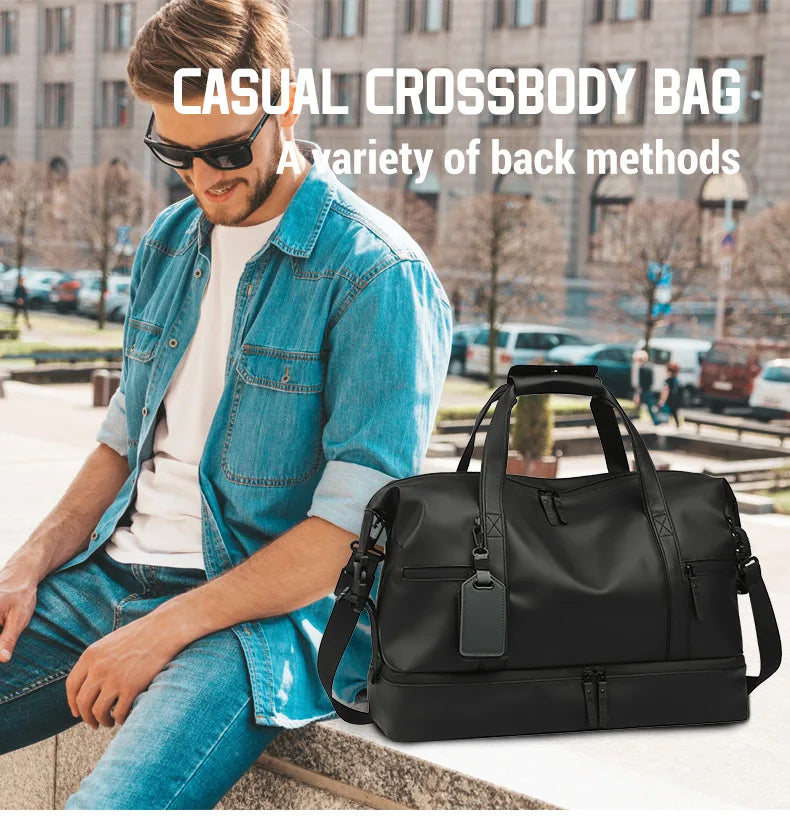 Fashion Travel Tote Bag for Men and Women Large Capacity Shoulder Crossbody Handbag Leisure Sports  Simple Business Travel Bag