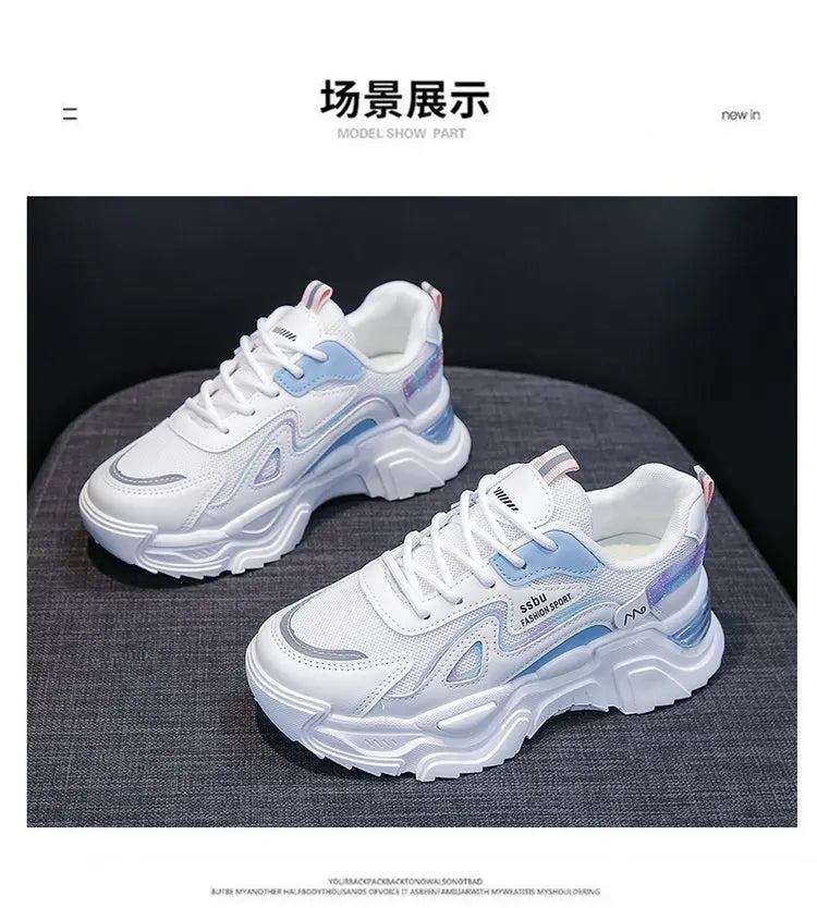 Women‘s Shoes 2023 New Fashion Breathable Mesh All-match Casual Shoes Lace Up Female Platform Shoes Sneakers Woman Zapatos Mujer