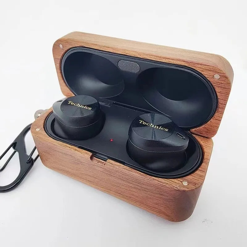 For Panasonic Technics EAH-AZ80 Case Wireless Bluetooth Earphone Protective Case with Pressure Resistant Hard Shell Made of Wood