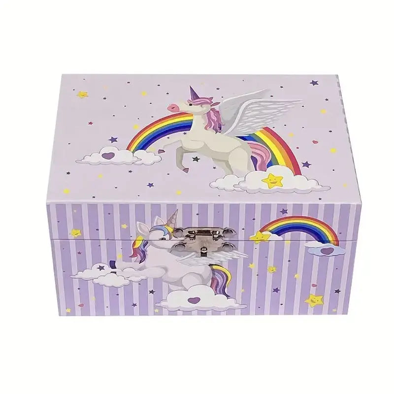 Jewelry Storage Clockwork Music Box Desk Organizer Pink Cute Unicorn Little Girls Gift Ring/Necklace/Bracelet/Earring Storage
