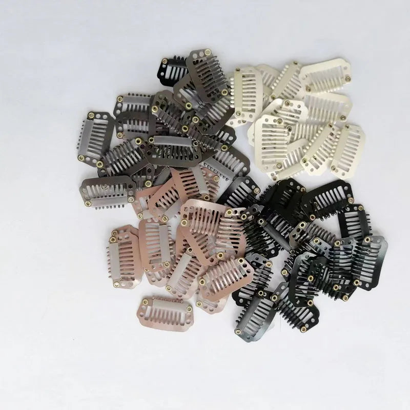 30pcs 2.3cm-3.6cm Hair Extension Clips Wig Clips For Human Hair Bangs Snap Hair Clips For Extensions Metal Comb For Closure
