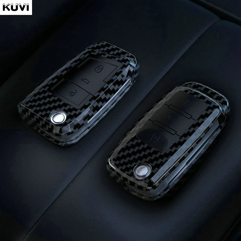 Carbon Fiber ABS Car Key Case Cover Shell For VW Volkswagen Polo Tiguan Passat Golf 7 MK Jetta Skoda Kodiaq Superb Octavia Seat