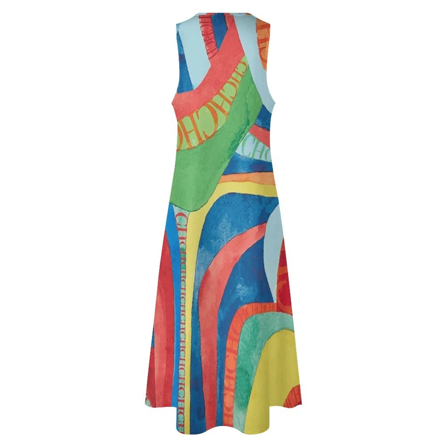 Fashion New Women's Dresses Multicolour Splicing Party Dresses Sleeveless Casual Peplum Women's Dresses