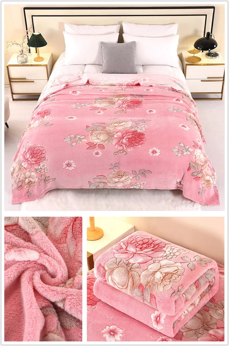 1pc Floral Style Warm Bedspread Fleece Blanket Plaid Travel Shawl Sofa Nap Blanket Home Bedsheet Manta 70X100cm Suitable For Pet