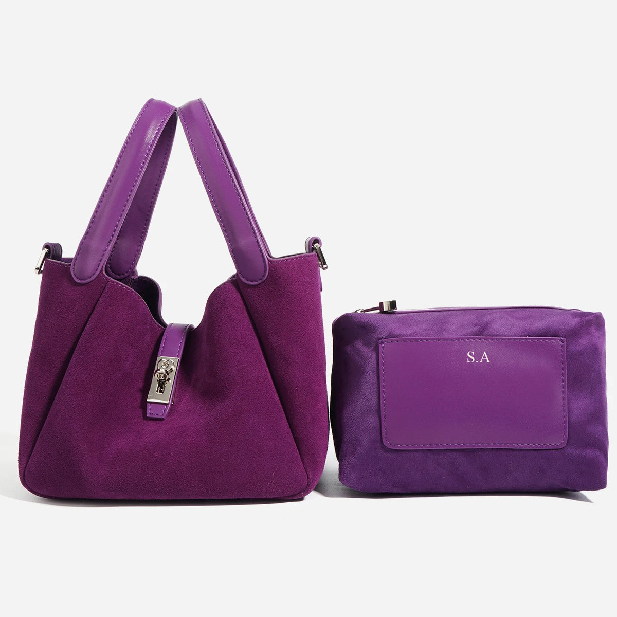 Luxury Women Handbag Custom Letters Small Female Hobo Tote Bag Velvet Suede Cow Leather New Design Lady Top Handle Shoulder Bag