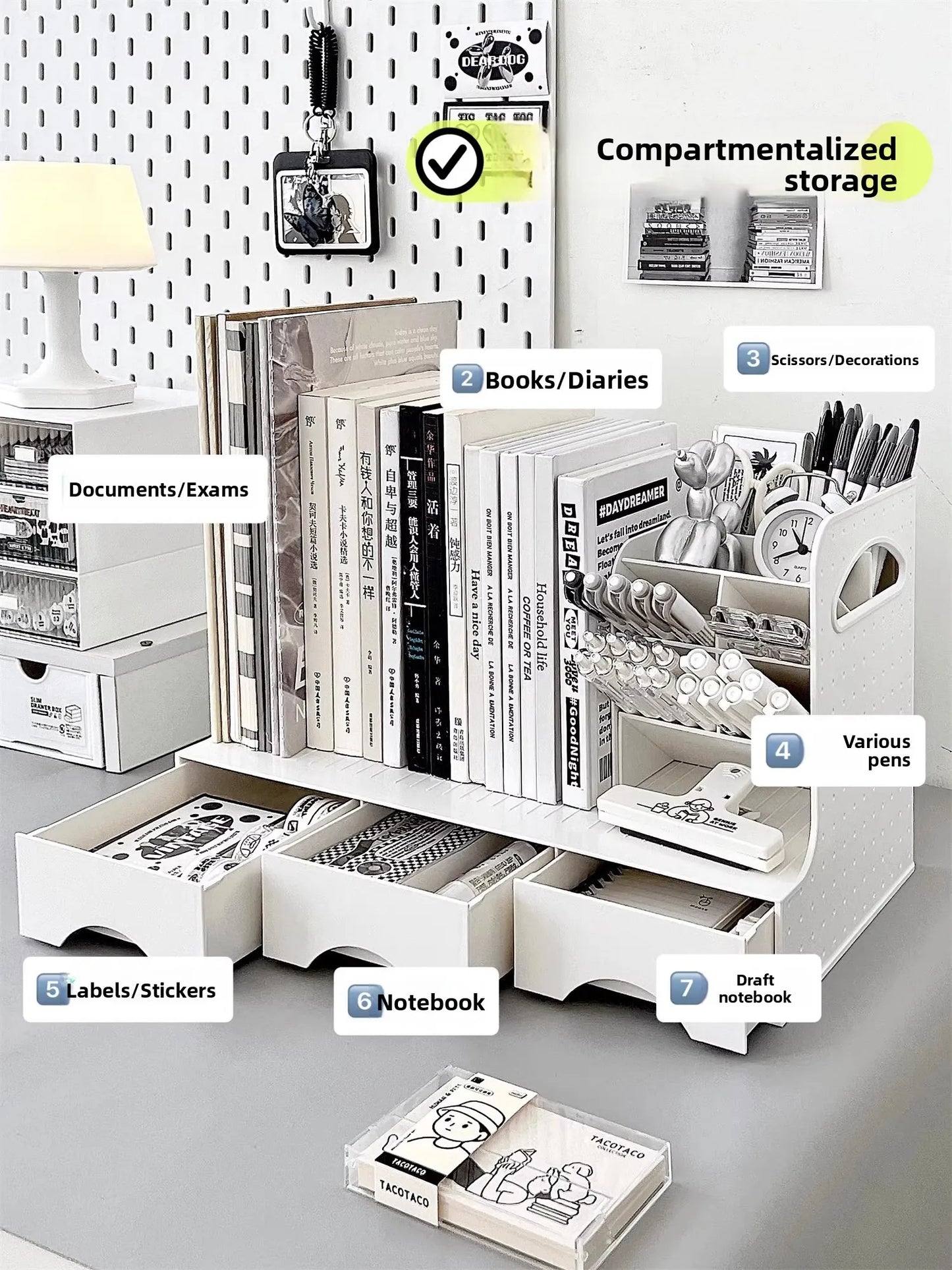 Multi-Functional Bookend Storage Box - Student Desk Organizer Pen Holder File Rack