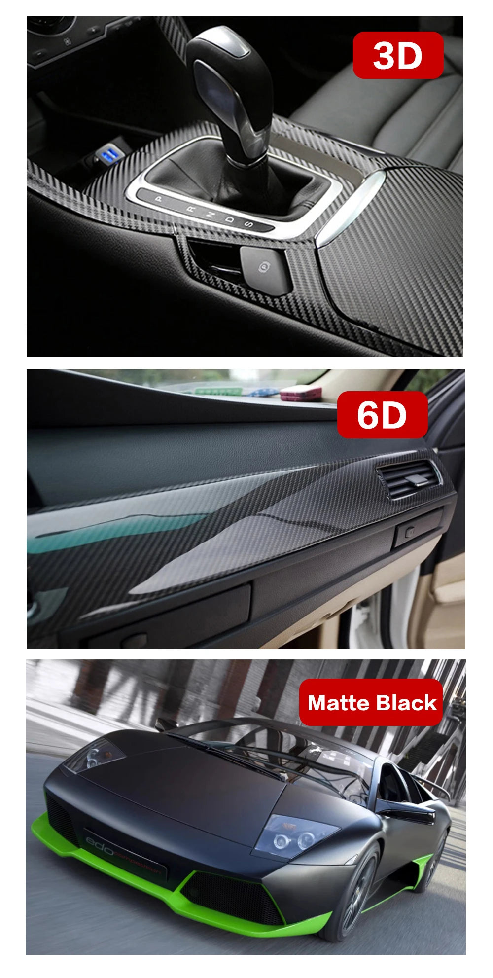 High Gloss Rearview Mirror Wrap Vinyl Car Tuning Stickers Car Styling Interior Films for Car Carbon Fiber Decals for Vehicle