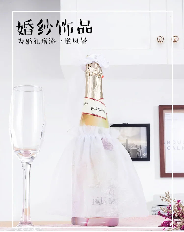 2Pcs Marriage Bride and Groom Wine Cups Wraps Champagne Glass Bottles  Water Cup Cover Wedding Bachelorette Party Decor Cover